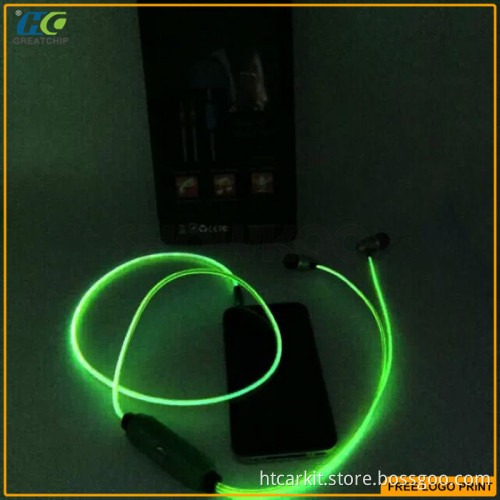 2016 Noise Cancelling el glowing earphone Mic,Sports,Running
